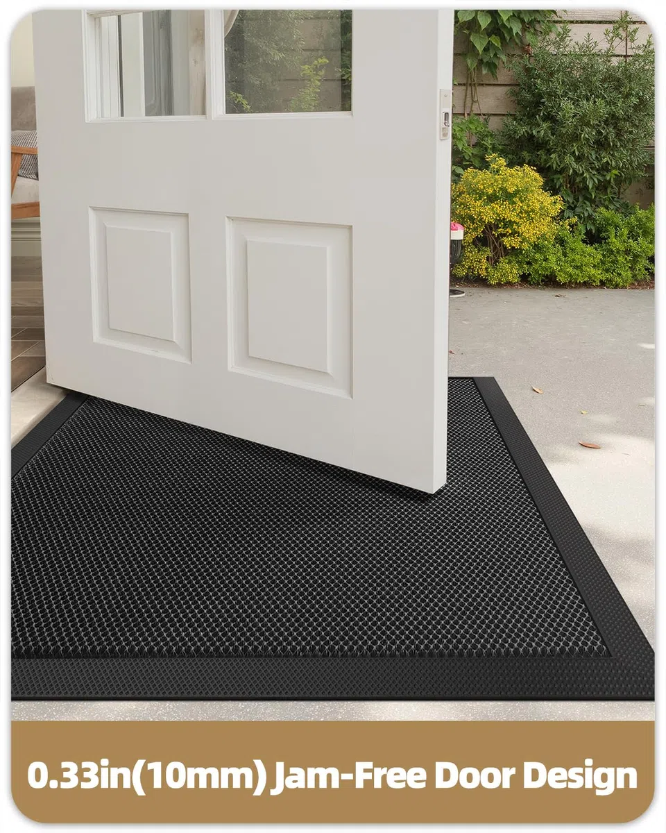 COLOR&GEOMETRY Zerbino Ingresso Esterno Elasticizzato in Seta - Tappeto Ingresso Esterno per Porte, Patio e Esterni - Antiscivolo, Resistente e Asciugatura Rapida, 43x76 cm Grigio Scuro