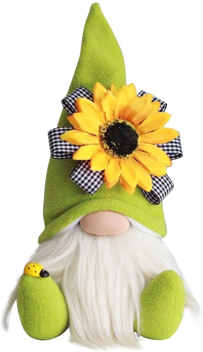 zalati Bambola con girasole Sunshine bambole carine gnomo fatto a mano in peluche bambola senza volto per ornamenti da giardino fatato decorazione per la casa