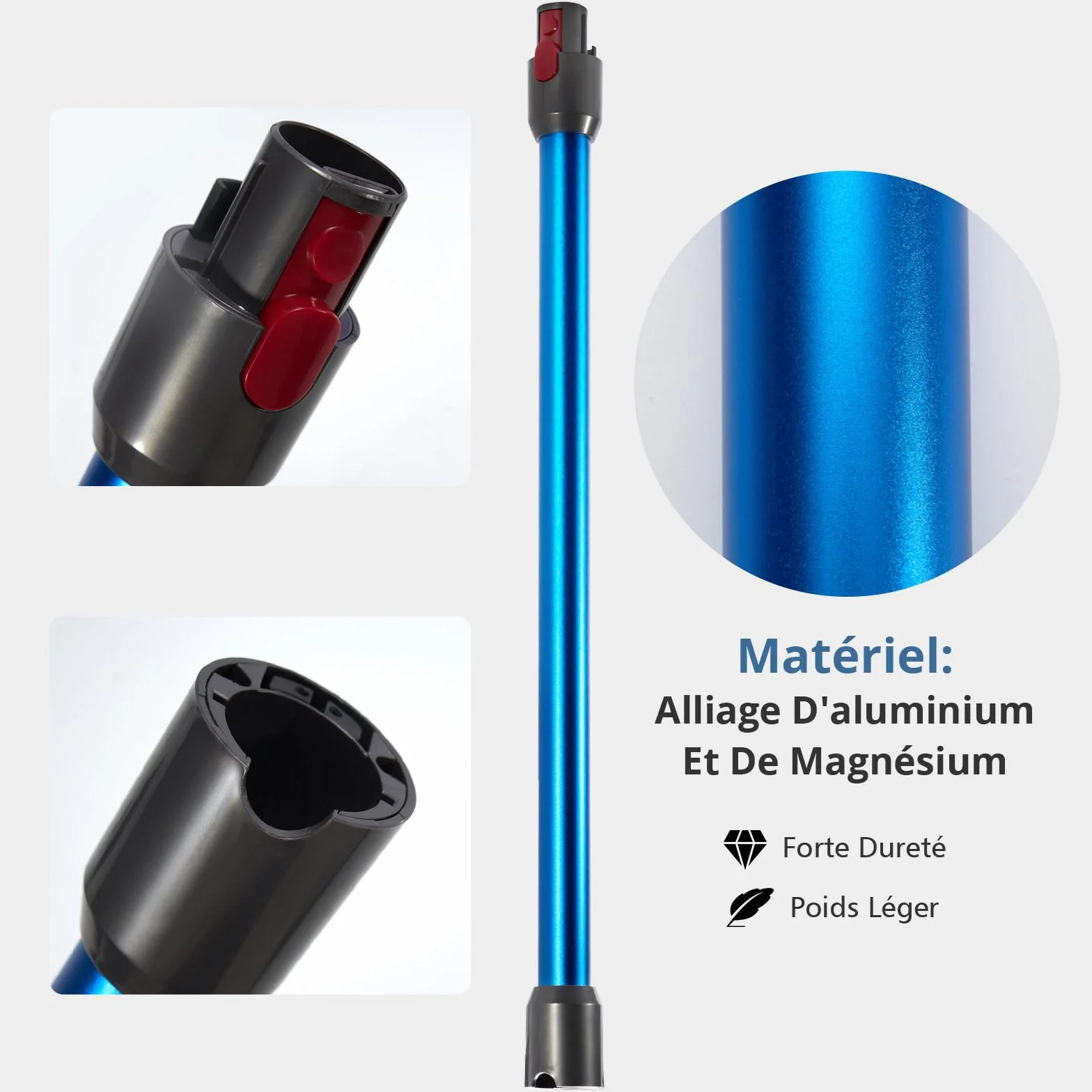 Tubo Telescopico per Dyson V7 V8 V10 V11 V15, Tubo di Prolunga Rigido Compatibile, Aspirazione a Collegamento Rapido con Due Spazzole 2 in 1, Blu