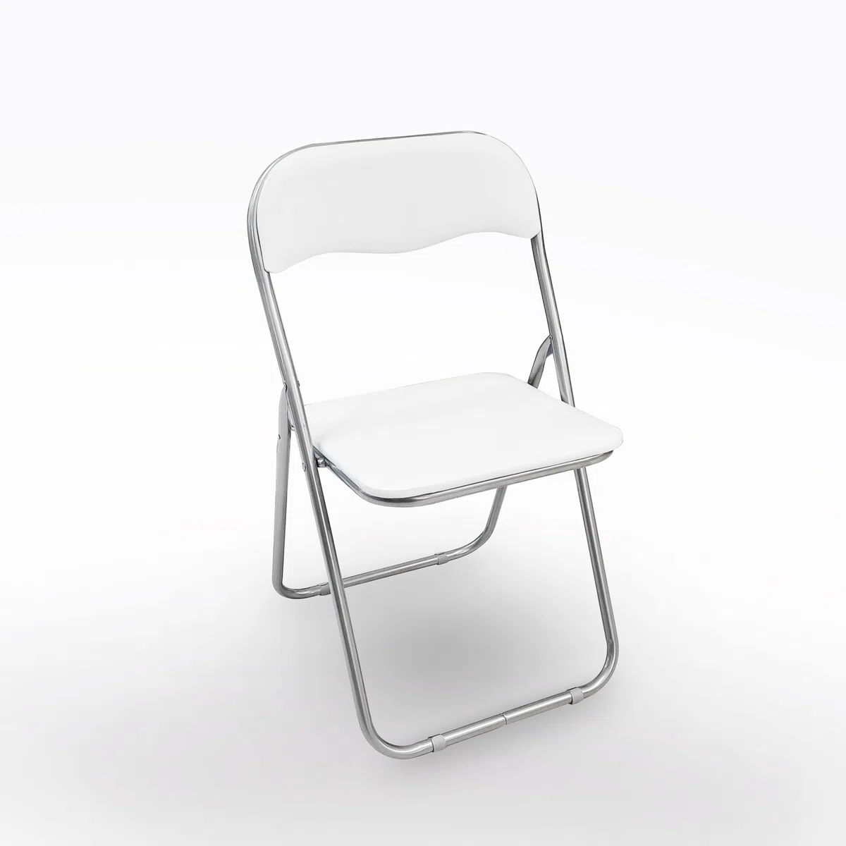 Bissolo Casa - Sedia pieghevole Bianca in metallo e PVC, Seduta salvaspazio, Sedia per riunione, cm 43x47 H.79,5