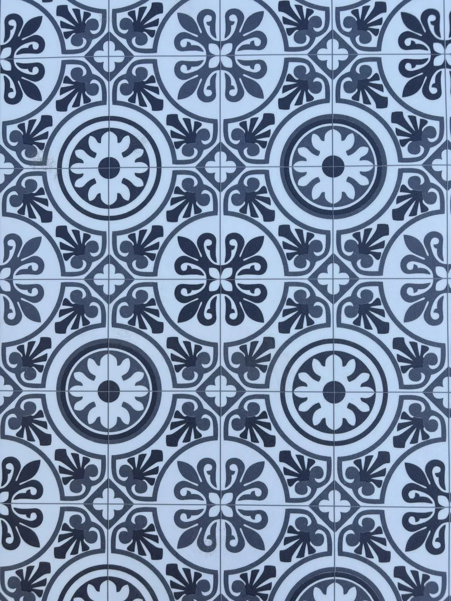 Passatoia Per Cucina In Vinile | Tappeto in PVC Lavabile | Runner Aderente e Robusto | Largo 50 cm | Mattonelle Azulejo Cementine (cm_50_x_120, Azulejo Grigio)