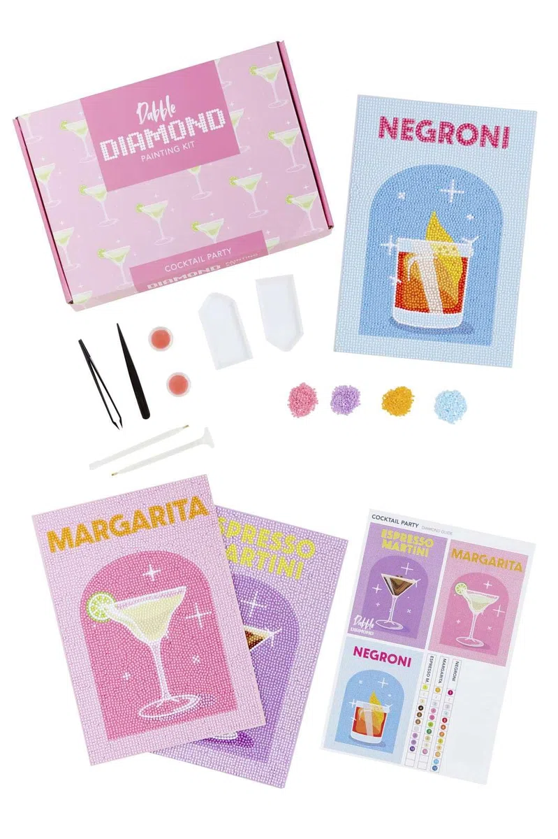 Dabble Diamond Kit di Pittura – Set di 3 Kit Completi di Pittura con Diamanti su Tela per Adulti, Arte con Diamanti di Cristallo