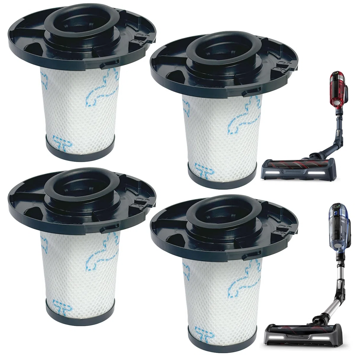 4 filtri aspirapolvere lavabili ZR009007 & ZR009008 compatibili con aspirapolvere Rowenta X-Force Flex 11.60, 12.60, 14.60, 15.60 e gli aspirapolvere wireless Animal RH98 serie e RH99