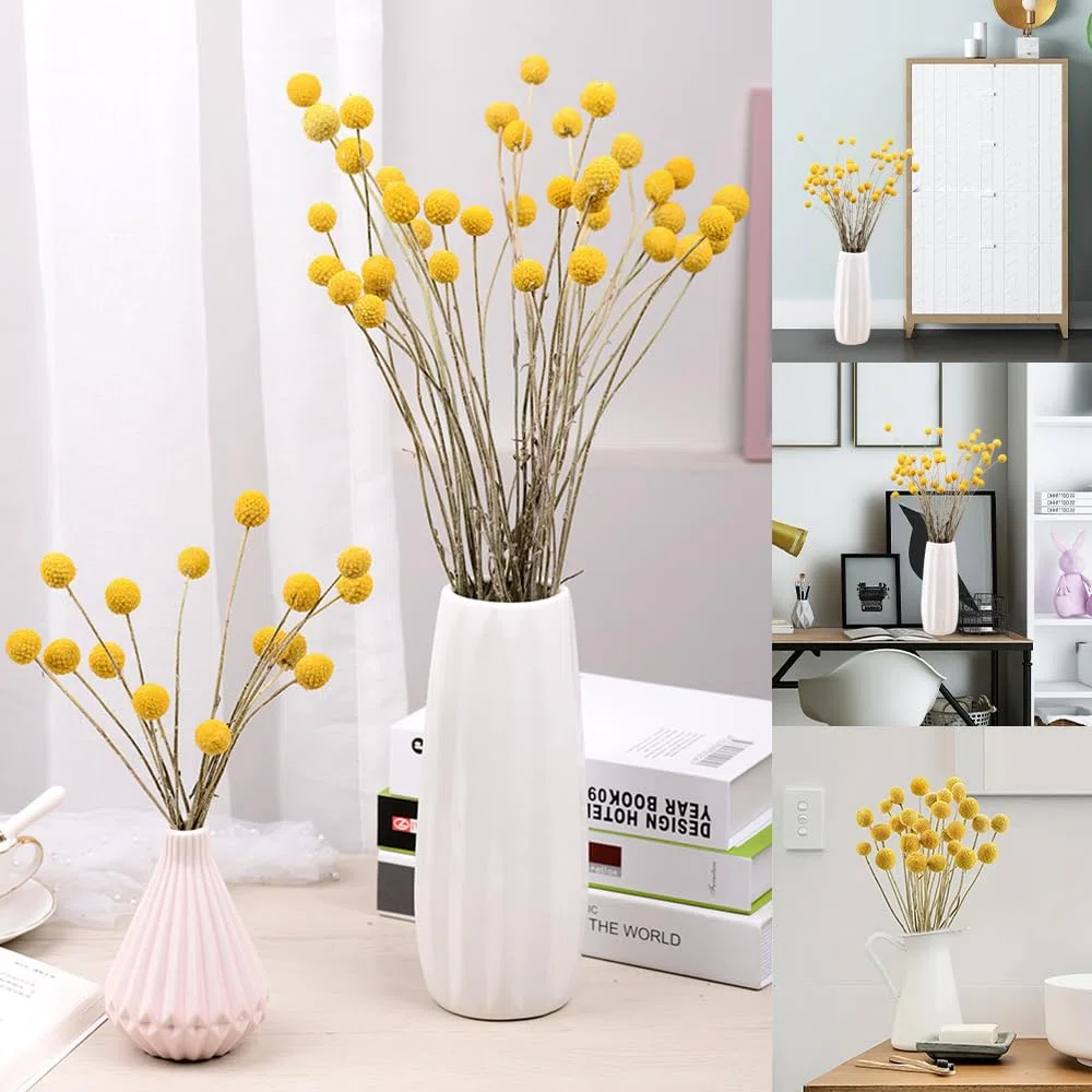 Billy - 50 palline con fiori secchi gialli, per composizioni floreali fai da te, matrimoni, casa, vaso alto
