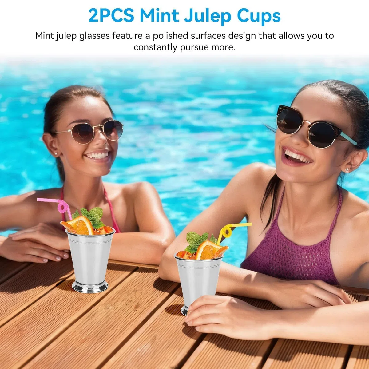 Tazze julep di menta, 2 pezzi da 400 ml di bicchieri classici in acciaio inossidabile bicchieri da cocktail bevande in vetro tazza di birra in vetro per succo bevanda