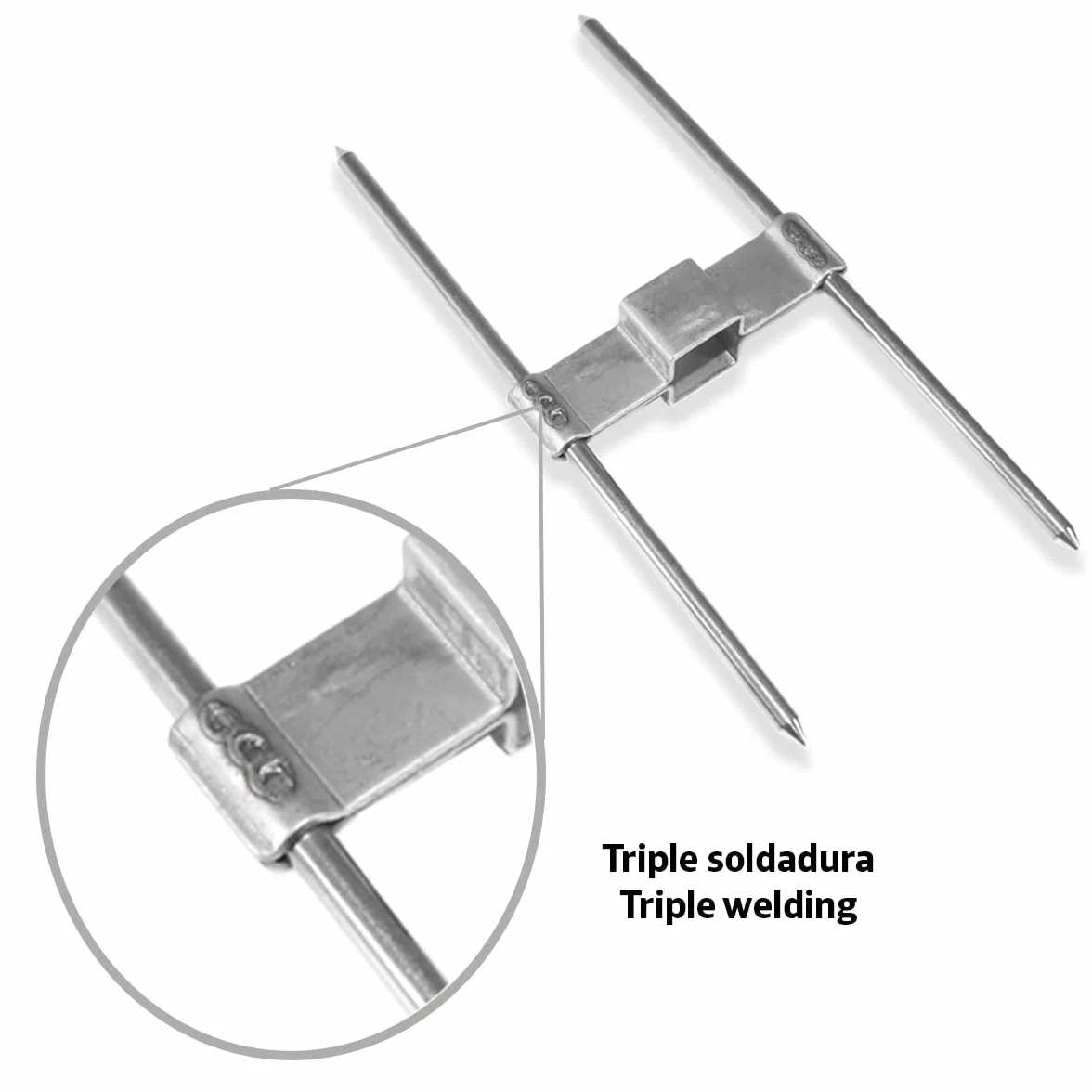 GOLDMAN SERVICE Spiedi per Girarrosto di Polli in Acciaio. Utensile forchetta tenedor per girarrosti professionali. Ricambio universale per spade da 12mm (10 Pezzi)
