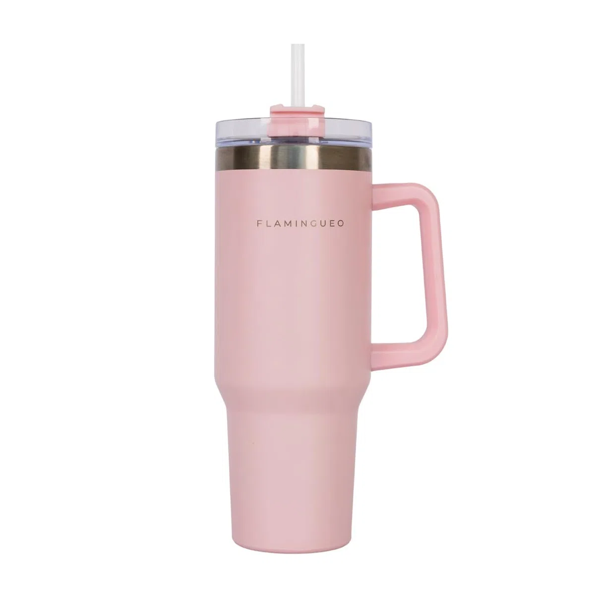 Flamingueo Borraccia con Cannuccia 1,18L - Borraccia Termica - Bevande Fredde 24h e Calde 10h - Acciaio Inossidabile - Con Manico - Tazza Termica - Rosa