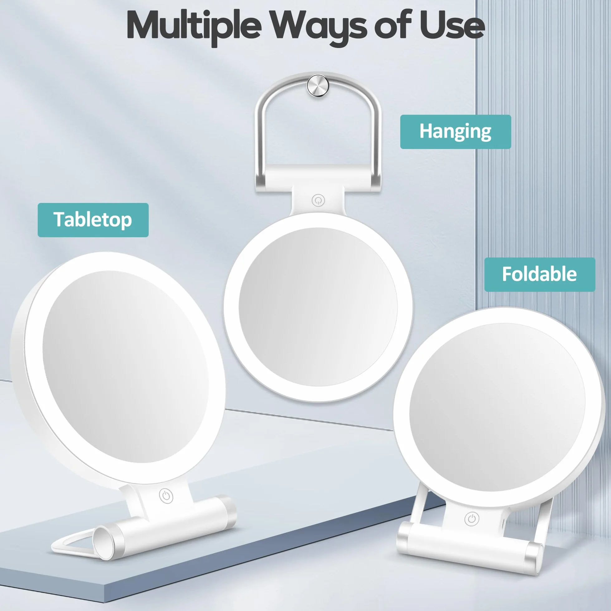 B Beauty Planet Specchio d'ingrandimento con luce 30X, specchio per il trucco a doppio lato con ingrandimento 1X/ 30X e pinzetta, 2000mAh 3 modalità di colore con luminosità regolabile