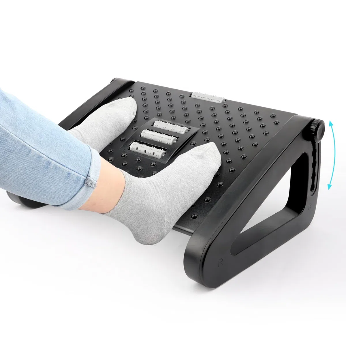 Poggiapiedi per Scrivania Regolabile, MXTIMWAN Poggia Piedi Scrivania, allevia il dolore e fornisce Poggiapiedi Ergonomico in Altezza con Funzione Effetto Massaggiatore per Casa/Ufficio/Viaggi