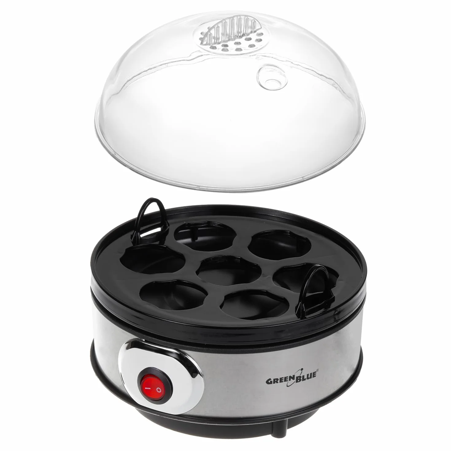 Cuociuova automatico GreenBlue, potenza 400W, fino a 7 uova, misurino, 220-240V~, 50 Hz, GB572 3 Livelli di Cottura Coque Medio e sodo