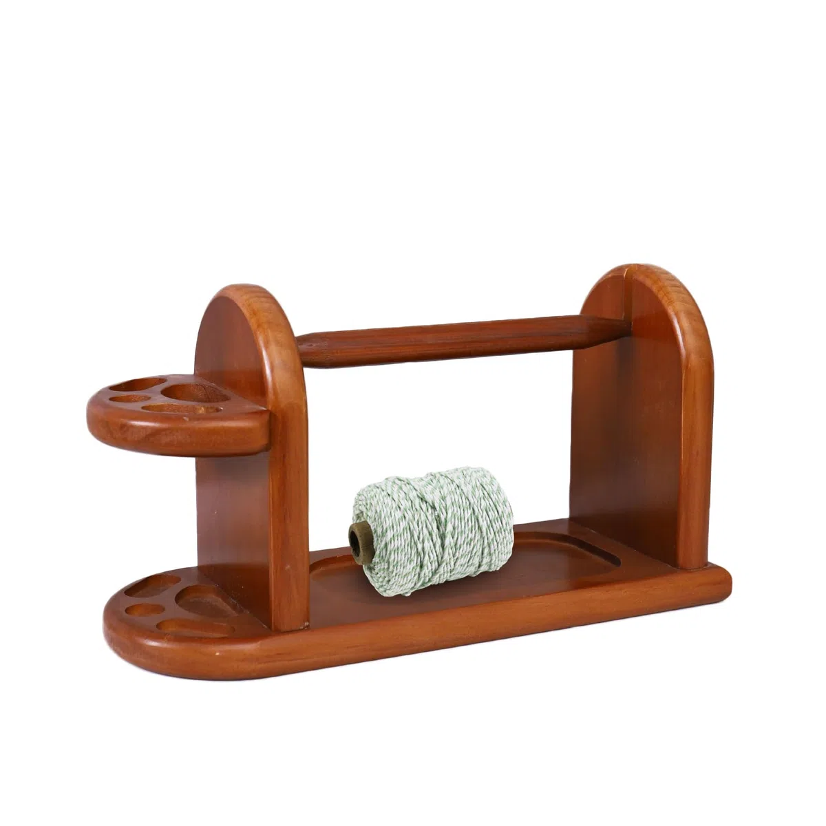 RoseFlower Supporto per Filato, Supporto per gomitolo di Legno Rosso Naturale, Portafilo in Legno con meccanismo Rotante, Regalo per Donne anziane