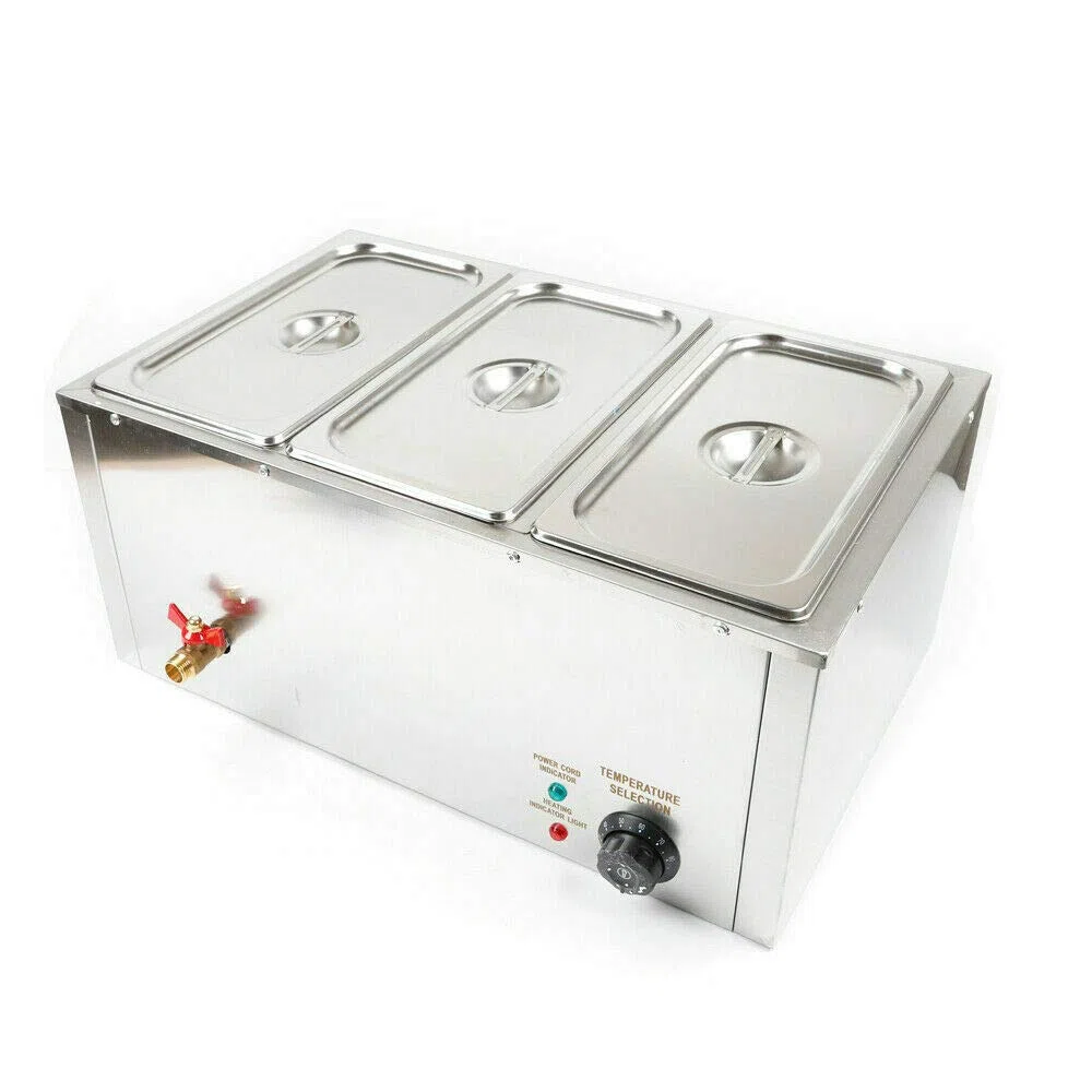 1/3 x 3 set di scaldabagni elettrici, 7 l, in acciaio inox, per bagnomaria calda