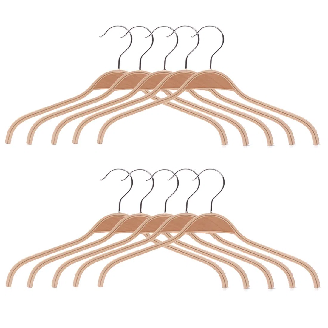 10 grucce antiscivolo in legno per pantaloni, 38 cm
