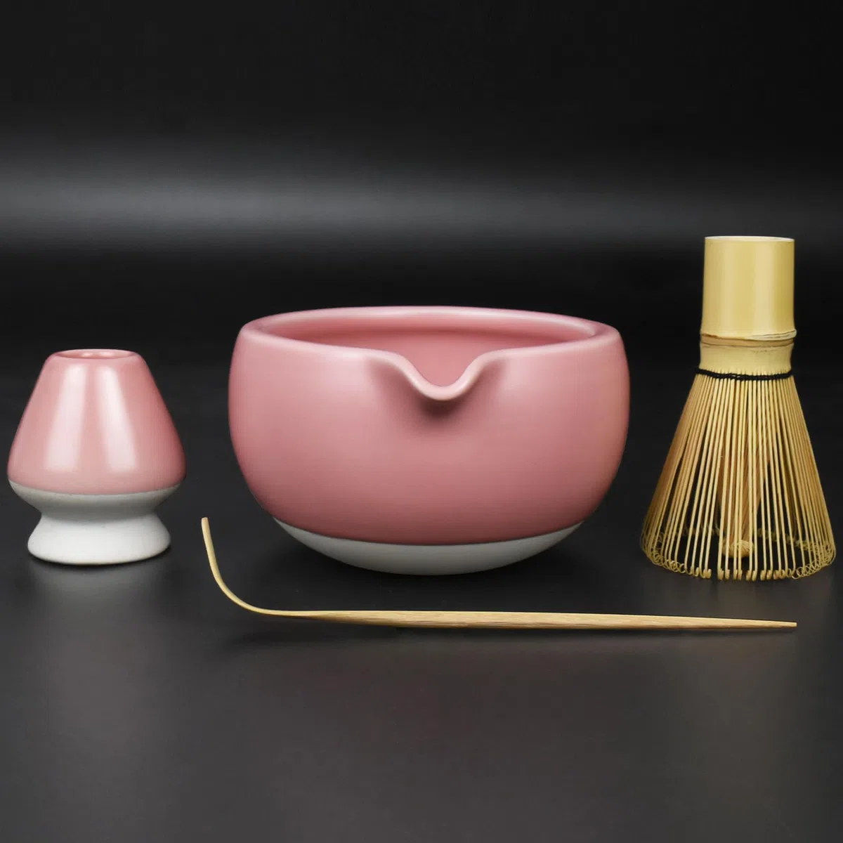 Artcome Kit completo per cerimonia del tè Matcha, ciotola, frusta, supporto per frusta, paletta da tè, per Usucha, Koicha, Matcha Latte (rosa)