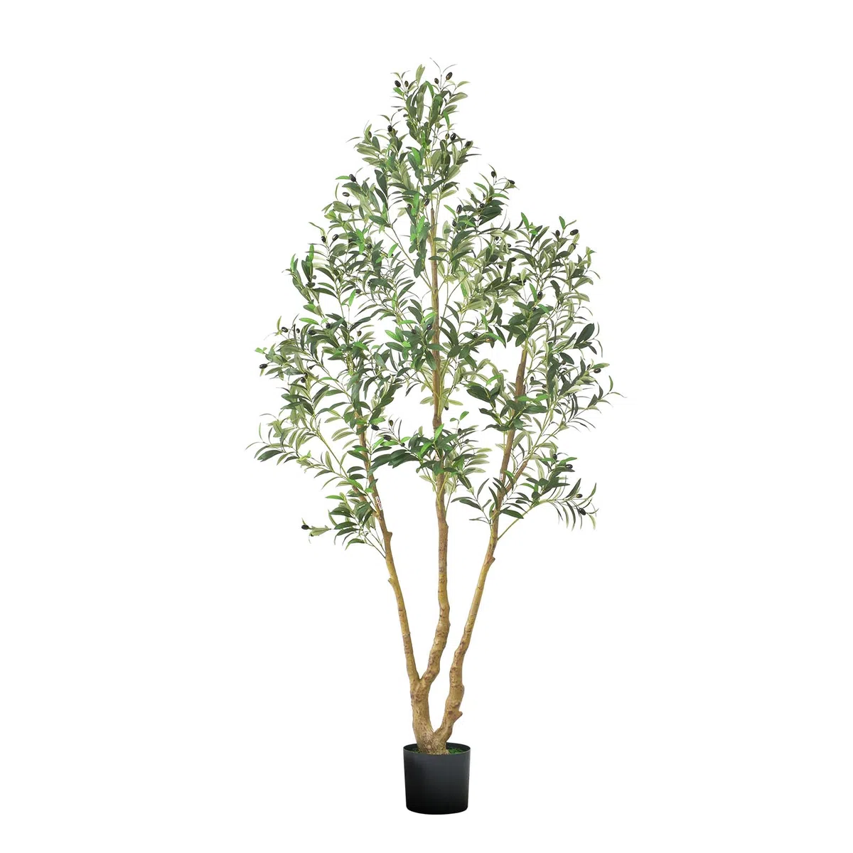 VEVOR Albero Artificiale da Interno da 2134 mm con Vaso Nero, Albero di Ulivo Artificiale con Tronco in Legno Naturale e Foglie e Frutti Verdi Realistiche, per Casa, Soggiorno, Decorazione d'Angolo