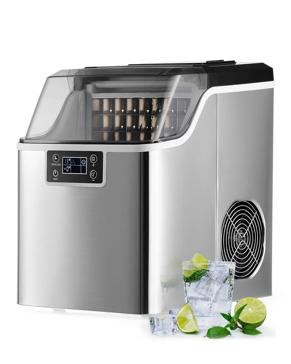 CREWORKS Macchina Ghiaccio 22kg/24 Ore Fabbricatore Ghiaccio 24 Cubetti in 11-20 Minuti Serbatoio 3.2L Macchina per Ghiaccio Autopulente con LCD Pannello per Casa Ufficio Bar Ristorante