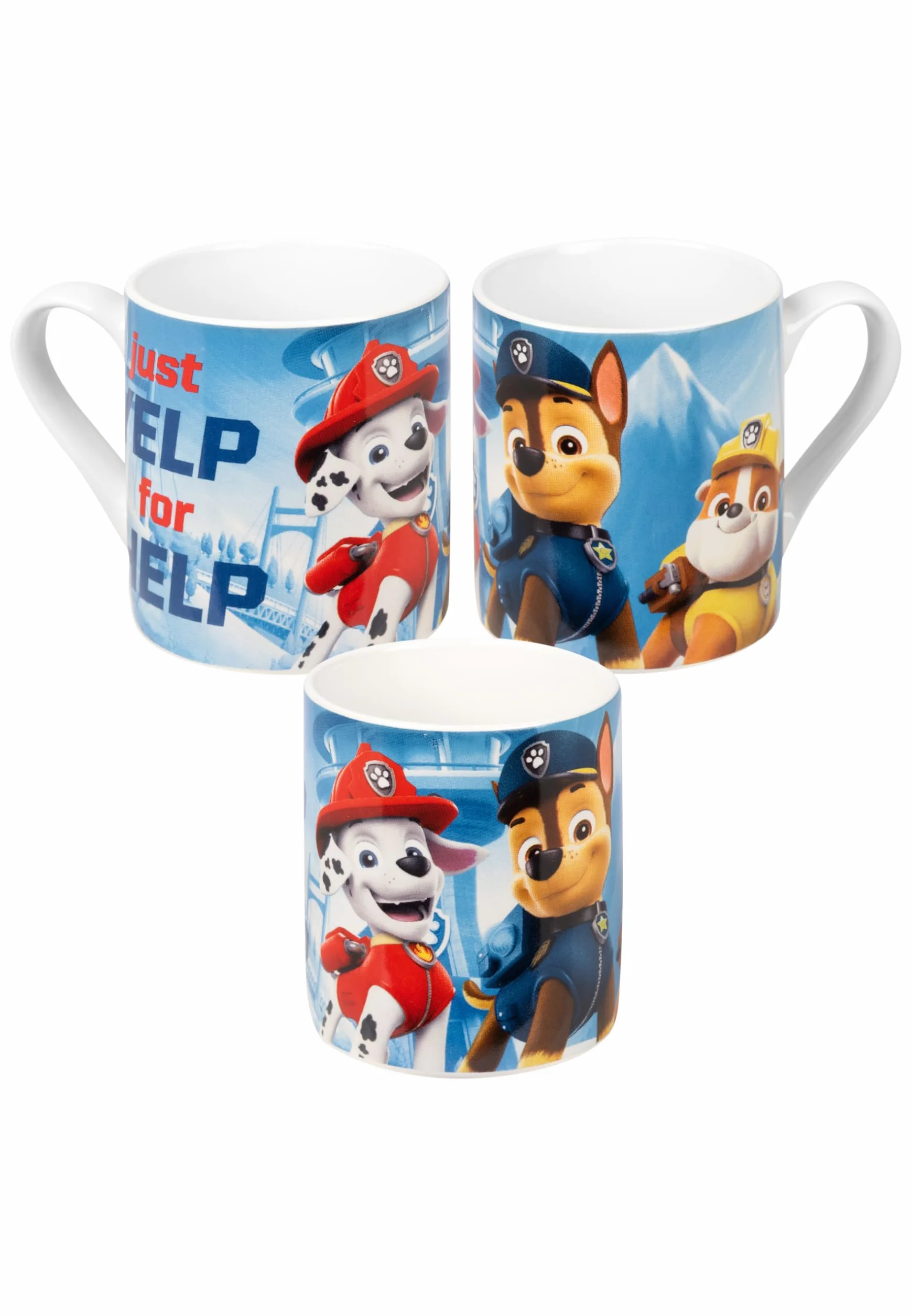 Paw Patrol - Set colazione per bambini, 3 pezzi, piatto in porcellana, ciotola e tazza