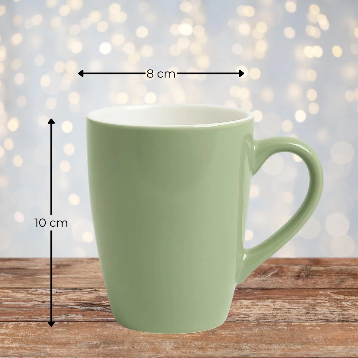 matches21 HOME & HOBBY Set di 6 tazze da caffè in ceramica da 340ml - Tazze da tè per 6 persone in salvia, bicchieri da caffè lavabili in lavastoviglie