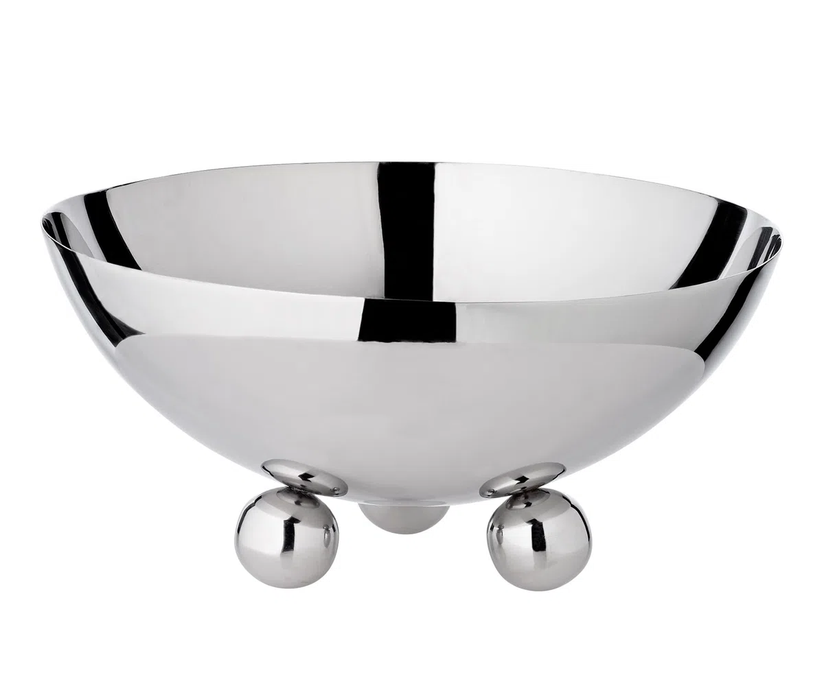 EDZARD Ciotola Chicago (diametro 19,5 cm, altezza 9 cm) su 3 piedini a sfera, acciaio inossidabile lucidato