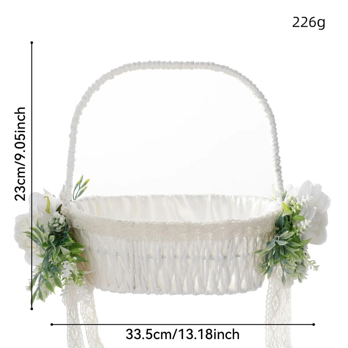Cesto per Damigella di Fiori, Cestini Bianchi con Fiocco e Manico Pieghevole per Matrimoni e Pasqua