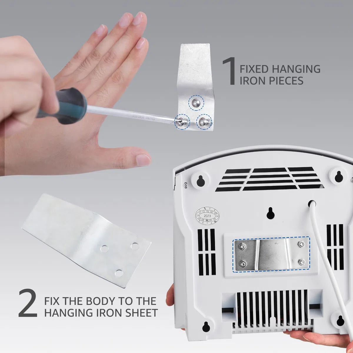 modunful Asciugamani automatico Asciugamani a muro con luce pilota, asciugatura ad aria calda e fredda, compatto classico commerciale 220V 2000W bianco