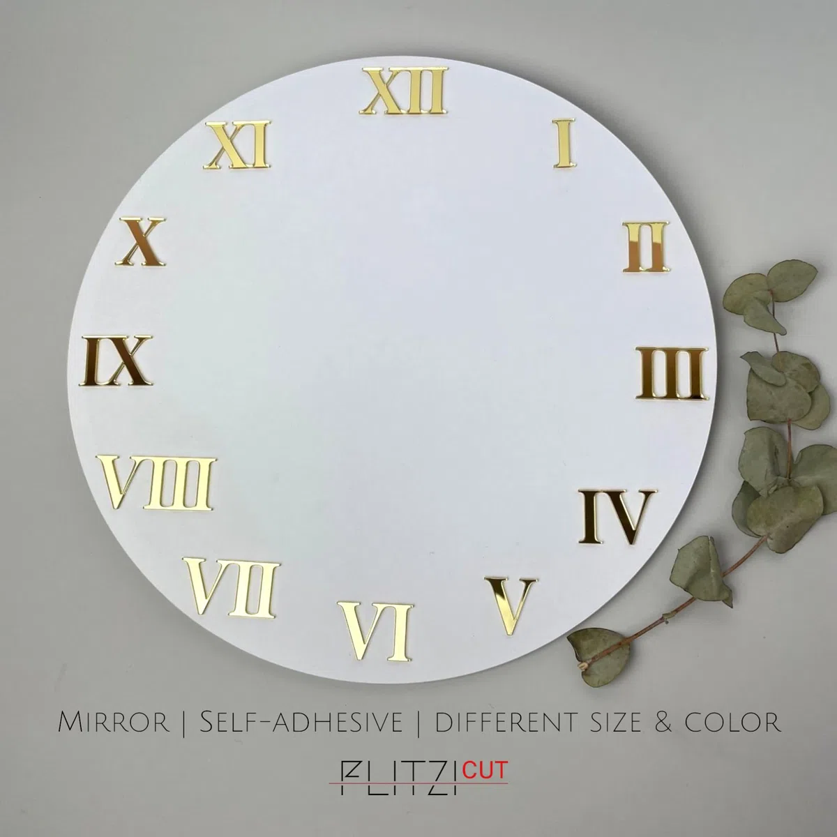 Generisch Numeri per orologi in resina, gesso, cemento, legno, progetti fai da te, set da 12 cifre acriliche a specchio romane per orologio da parete, autoadesivi, pezzi di ricambio per orologio da