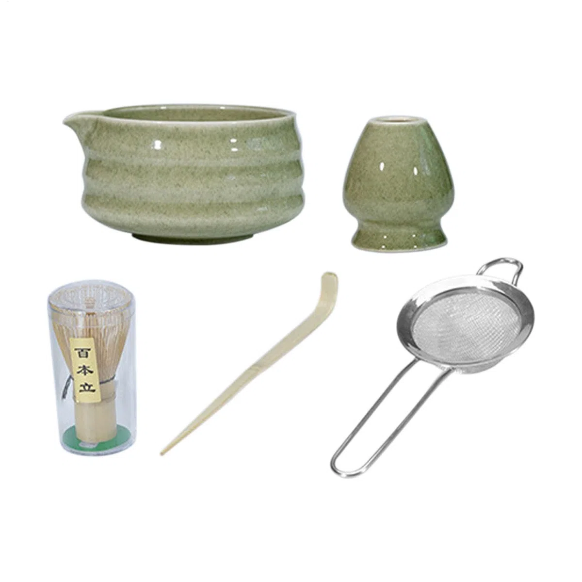 Kit Matcha in ceramica, set di palette per frusta Matcha | Set da tè Matcha da 5 pezzi,Robusto kit Matcha per gli amanti del Matcha, principianti, casa, campo, cucina, sala da pranzo, famiglia