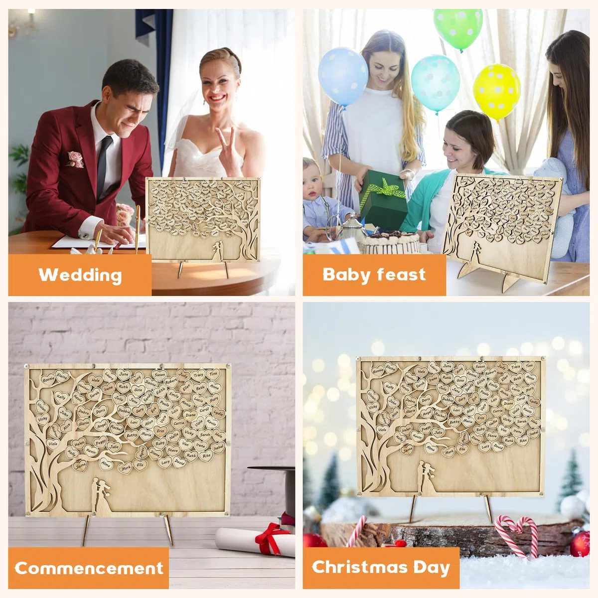 Libro degli ospiti per matrimonio alternativo personalizzato libro degli ospiti per ricevimento di nozze pratico set di libro degli ospiti di nozze con scatola di carta cuori in legno per