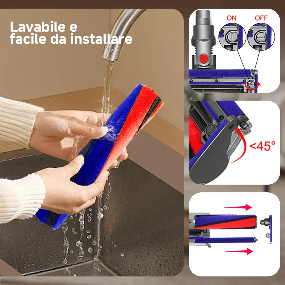 Bocchetta per Dyson V8 V15 V10 V7 SV10 SV12 SV14, Spazzola per Dyson aspirapolvere,adatta a pavimenti duri,La soft roller cleaner head assy è sostituisce le parti NO.966489-12 e 966489-11