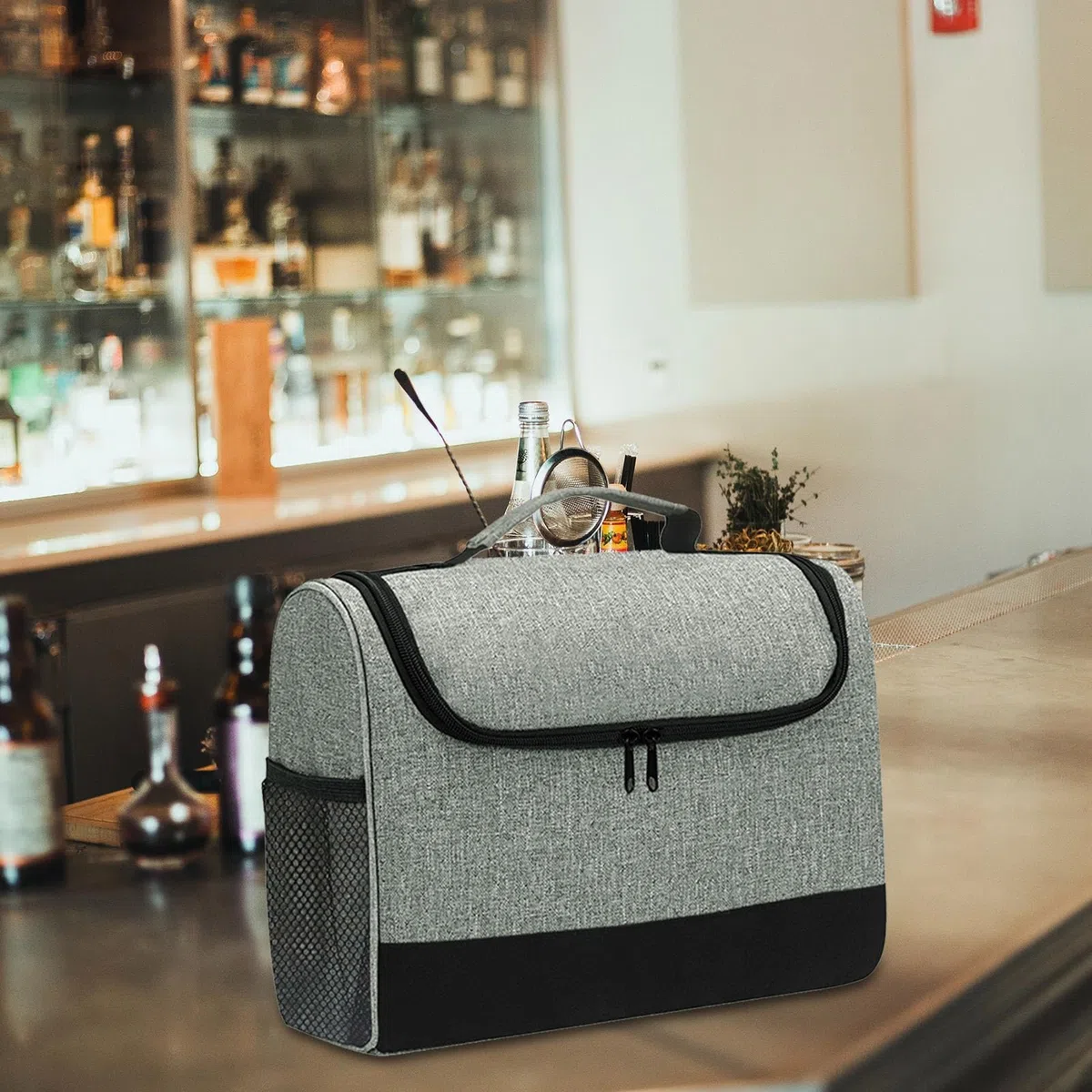 Kit – Borsa Da Bar Portatile 12,8x5,7x10 Pollici | Borsa Da Bar | Borsea Per Il Trasporto1 | Kit Organizer Per Strumenti Da Cocktail | Per Miscelazioni Domestiche, Eventi Di Feste Di Barman, V