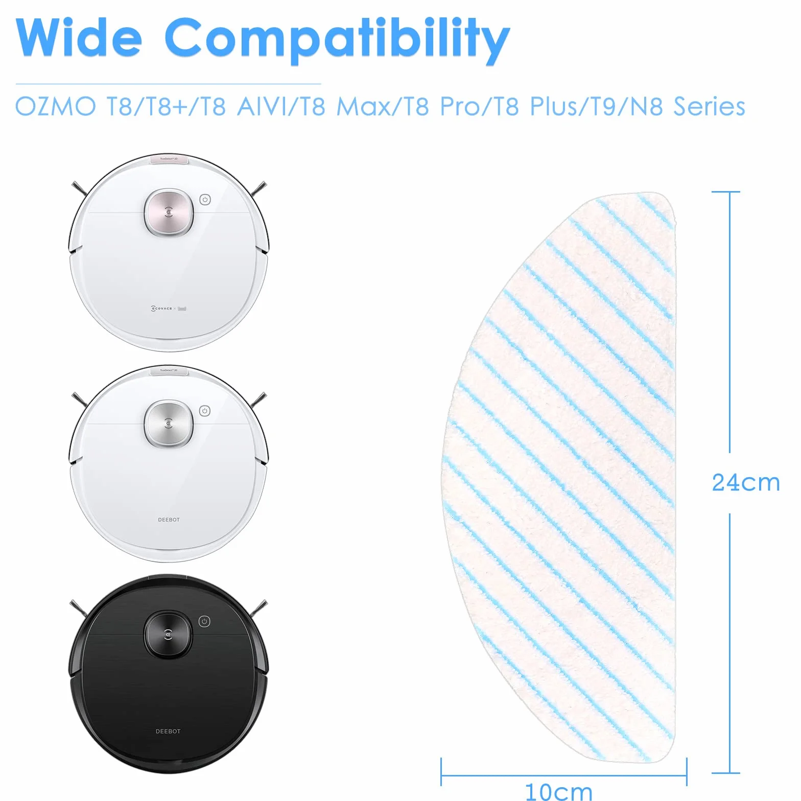 (50 pezzi) N10 tamponi monouso in microfibra per aspirapolvere ECOVACS DEEBOT OZMO N10/ N10 Plus/ T8/ T8+/ T8 AIVI/ T9/ T9 MAX/ N8 Pro, stracci per mocio, salviette per la pulizia
