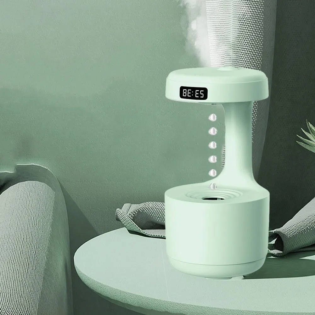 Umidificatore antigravità da 800 ml con diffusore di oli essenziali, ricaricabile tramite USB, per camera da letto, ufficio, auto, verde