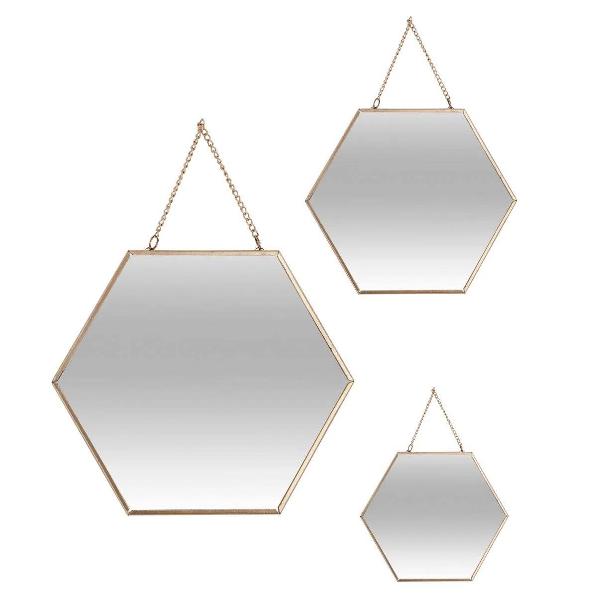 ATMOSPHERA CREATEUR D'INTERIEUR - Set di 3 specchi Dorati l20 25 30cm