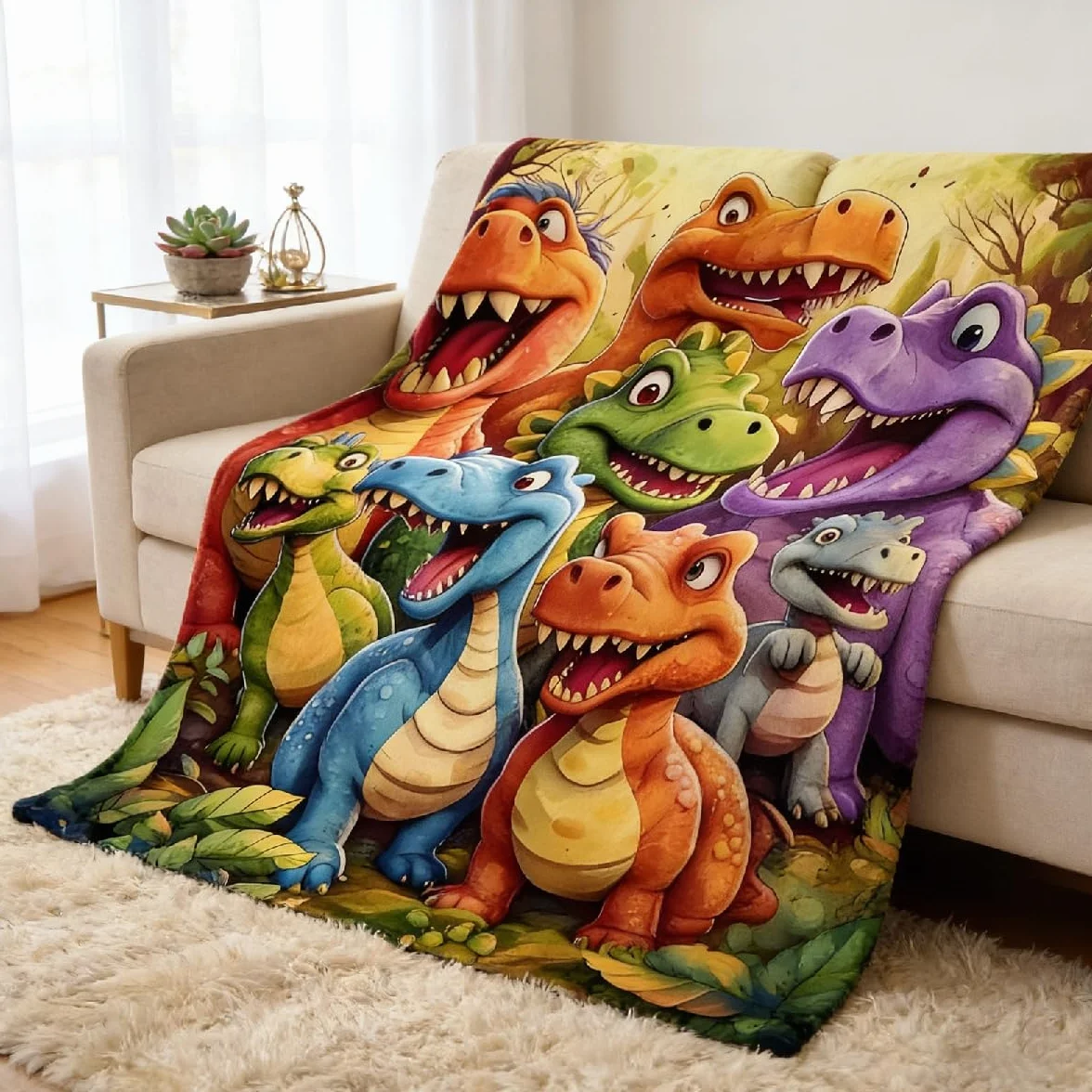 Coperta con dinosauri, 150 x 130 cm, super morbida, per bambini, ragazzi, ragazze, in pile, per bambini, grande e confortevole, come regalo per letto, divano, divano
