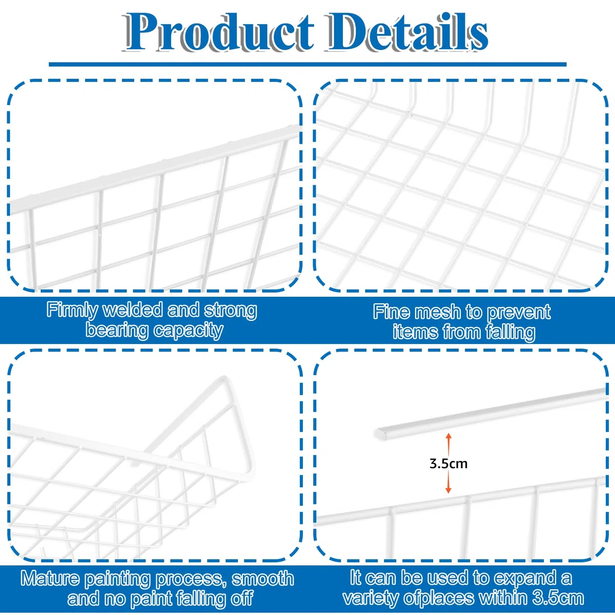 CYEER Cestino Appeso per Ordine, 30,5x21,5x11,5cm, Capacità 4,5kg, Metallo Anti-Ruggine, per Cucina, Bagno, Ufficio, Armadietti