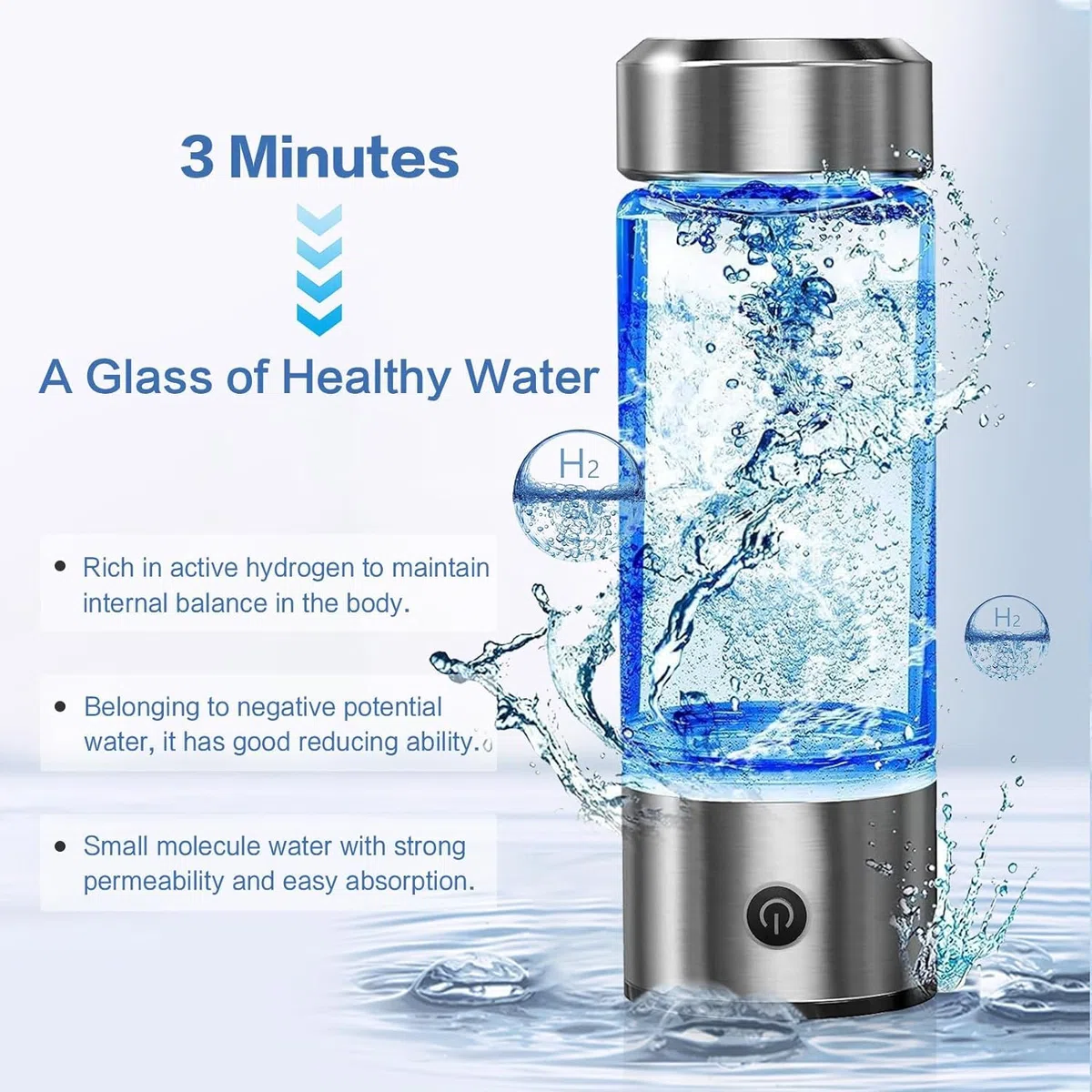 Hoidokly Bottiglia di acqua idrogeno con tecnologia PEM-SPE, generatore portatile di bottiglie di idrogeno, macchina di idrogeno ricaricabile