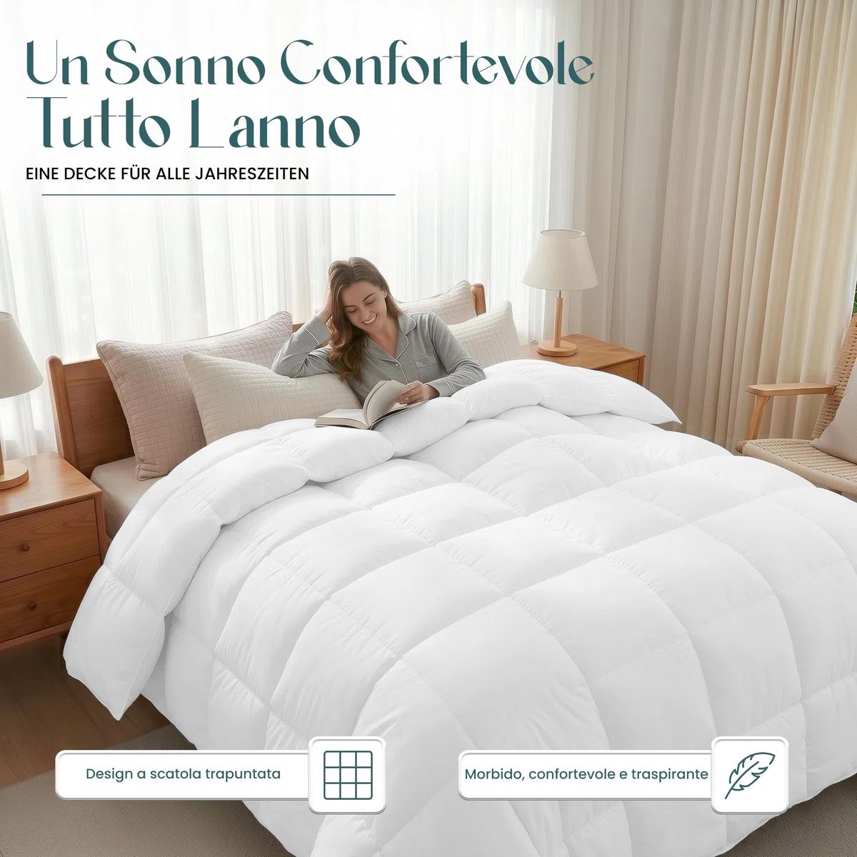 Utopia Bedding Piumone 220x240 cm, Piumino matrimoniale, Trapunta 100% Microfibra, Piumino Caldo (Bianco)