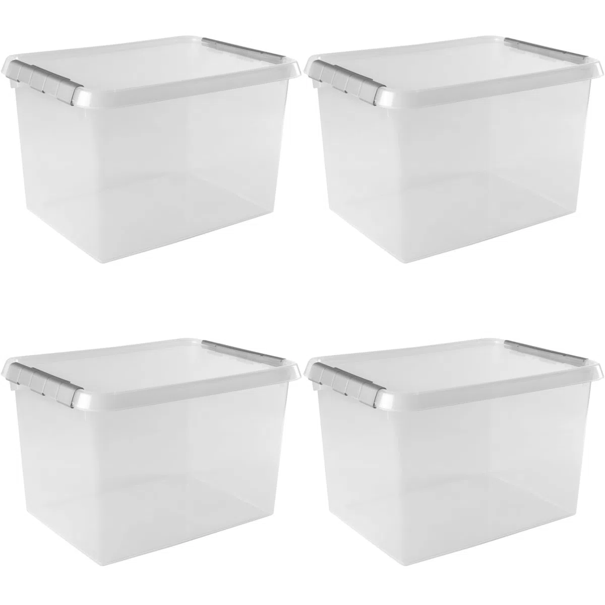 Sunware Comfort Line scatole in plastica con coperchio 36L - 50x40x26cm - set da 4 - contenitori in plastica con coperchio trasparenti impilabili