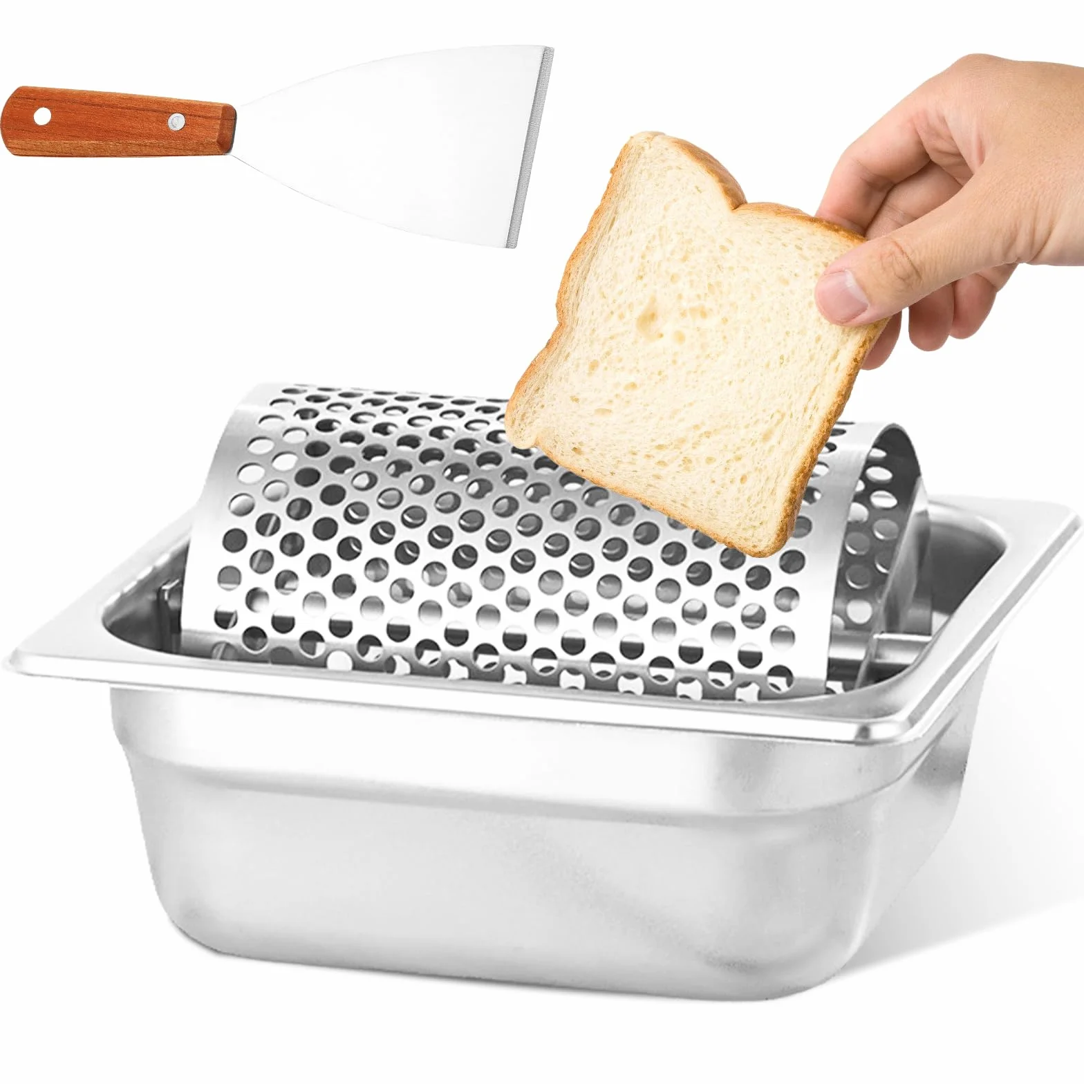 Burro in acciaio inox, distributore di burro a lunga durata, con ruota rimovibile, antiruggine e igienico, per panini, toast, hamburger, ideale per casa, ristorante, barbecue