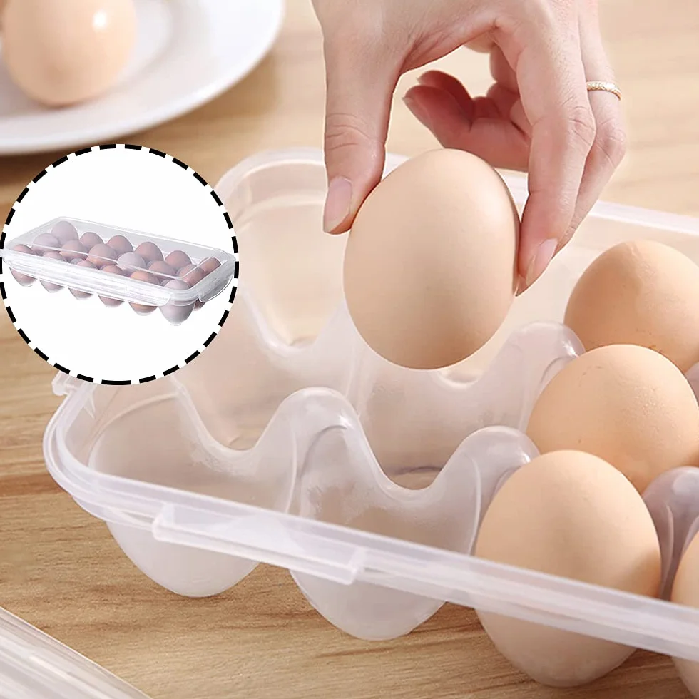 18 Griglia Porta Uova da Frigo, Contenitore per Uova, Porta Uova Plastica Trasparente, Contenitore per Uova in Plastica, Portauova Impilabile con Coperchio per Cucina di Casa, Frigorifero, Trasparente