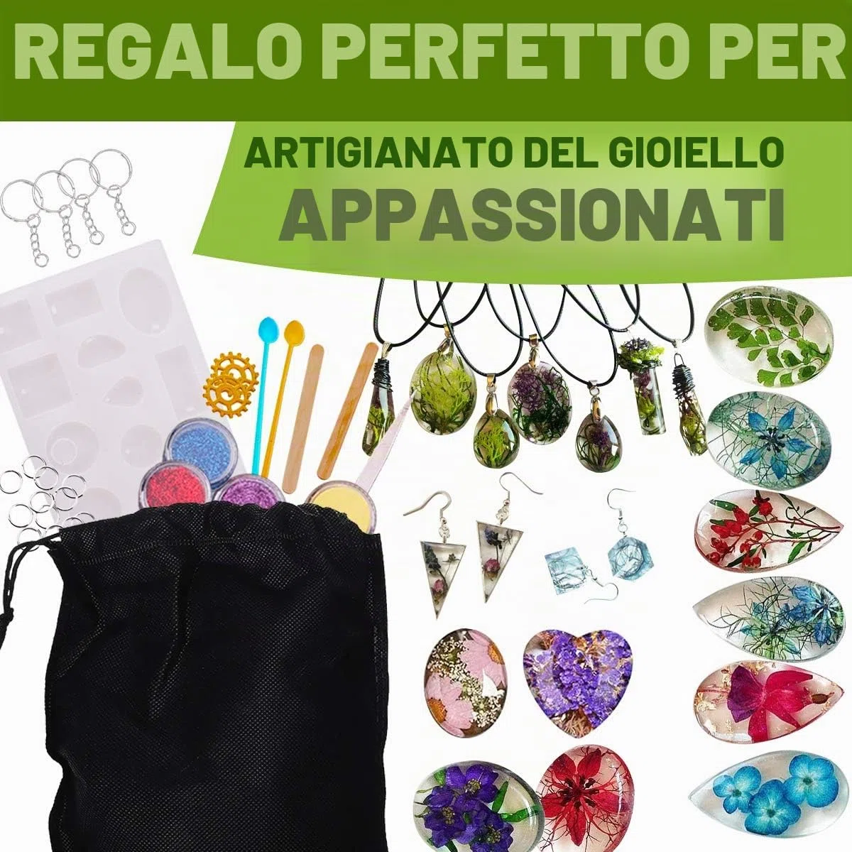 Goody King Kit Resina Epossidica Trasparente per Principianti - Set Completo con Stampi e Accessori per Creare Gioielli - Kit Resina Epossidica Completo per la Creazione di Gioielli, Fai da Te
