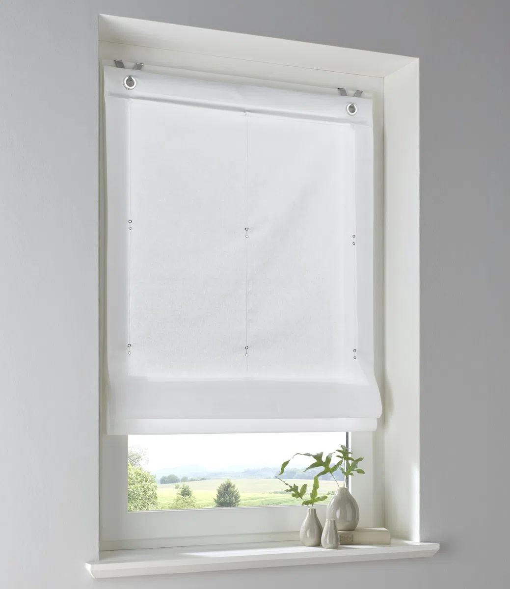 Stig - Tenda a pacchetto in 100% cotone, tinta unita, opaca, senza fori, con ganci per finestra, larghezza 60 x altezza 140 cm, colore: bianco