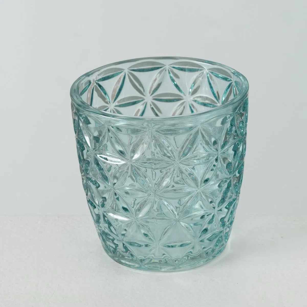 BOLTZE Marilu 2019848 - Set di 4 portacandele (Blu, Bicchieri Decorativi per Candele/lumini, Ø 8 cm, Diversi Motivi, Forma Rotonda, portacandela)