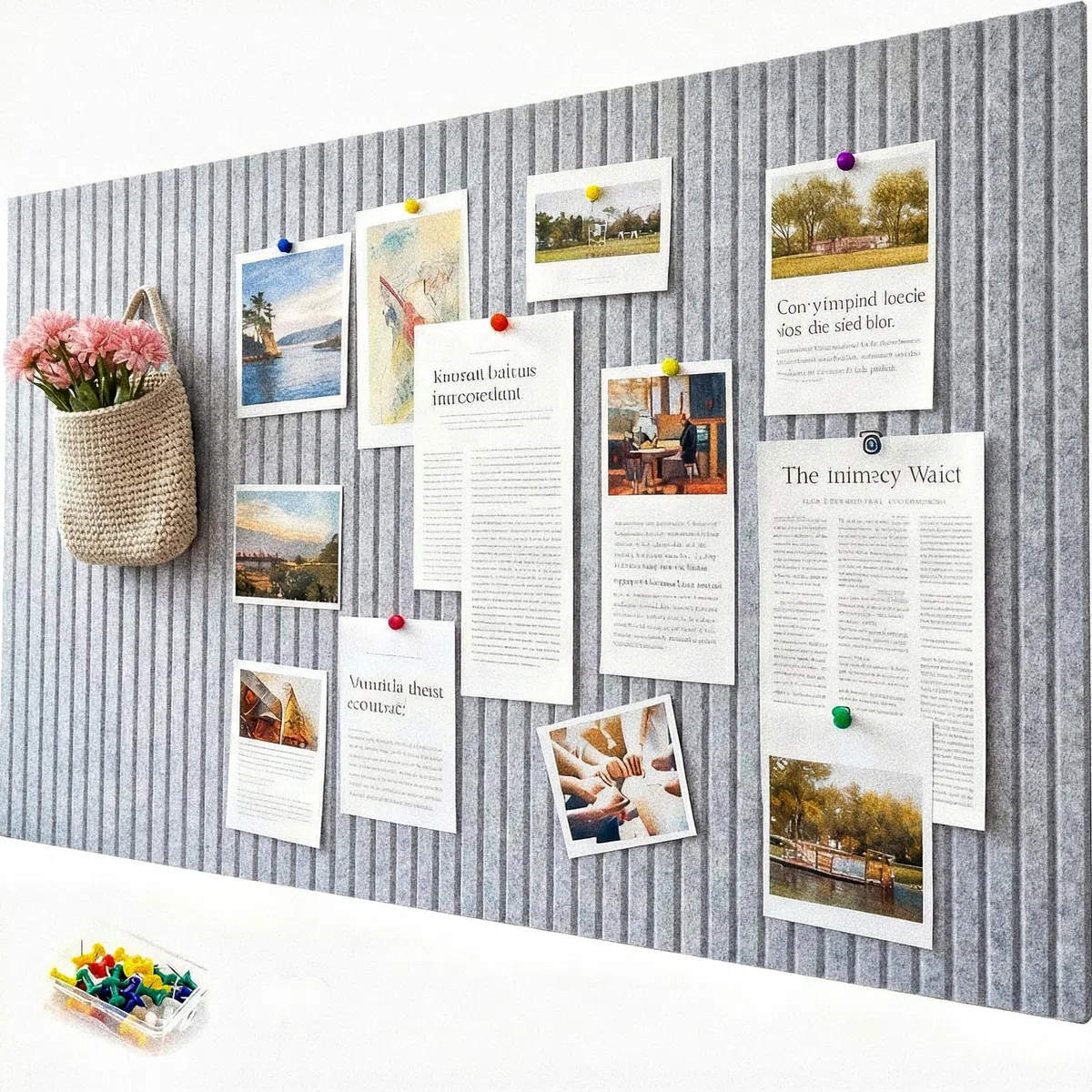 Grande bacheca autoadesiva in feltro, 60 x 40 cm, moderna bacheca autoadesiva e in sughero alternativa in feltro spesso, versatile per ufficio, cucina e come decorazione da parete, grigio chiaro