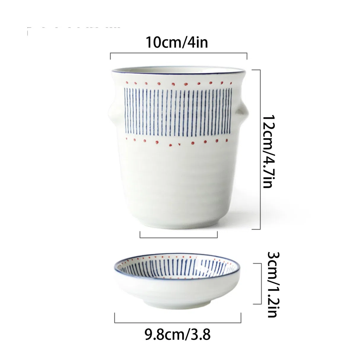 Scolaposate giapponese in ceramica per bacchette, scolapiatti, portaposate con manico, supporto per bacchette per cucina (blu, 10,16 cm)