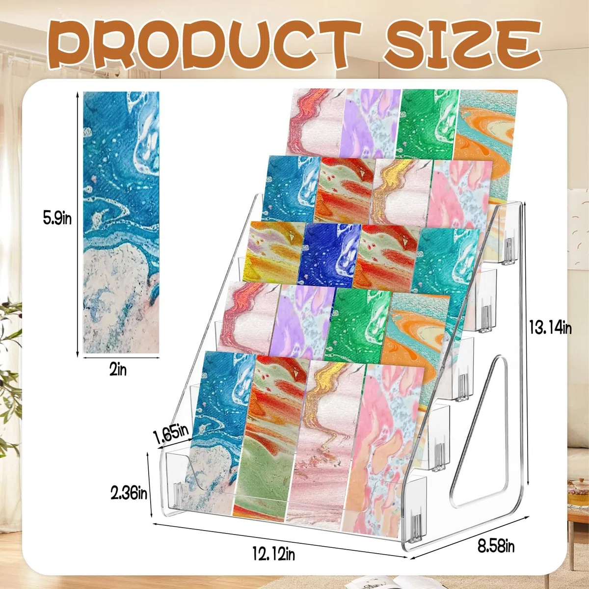 Espositore per cartoline, in acrilico, a 5 piani, 33,5 x 30 x 22 cm, per biglietti di auguri, per biglietti di compleanno, vetrina, carte PSA, carte sportive, biglietti di auguri