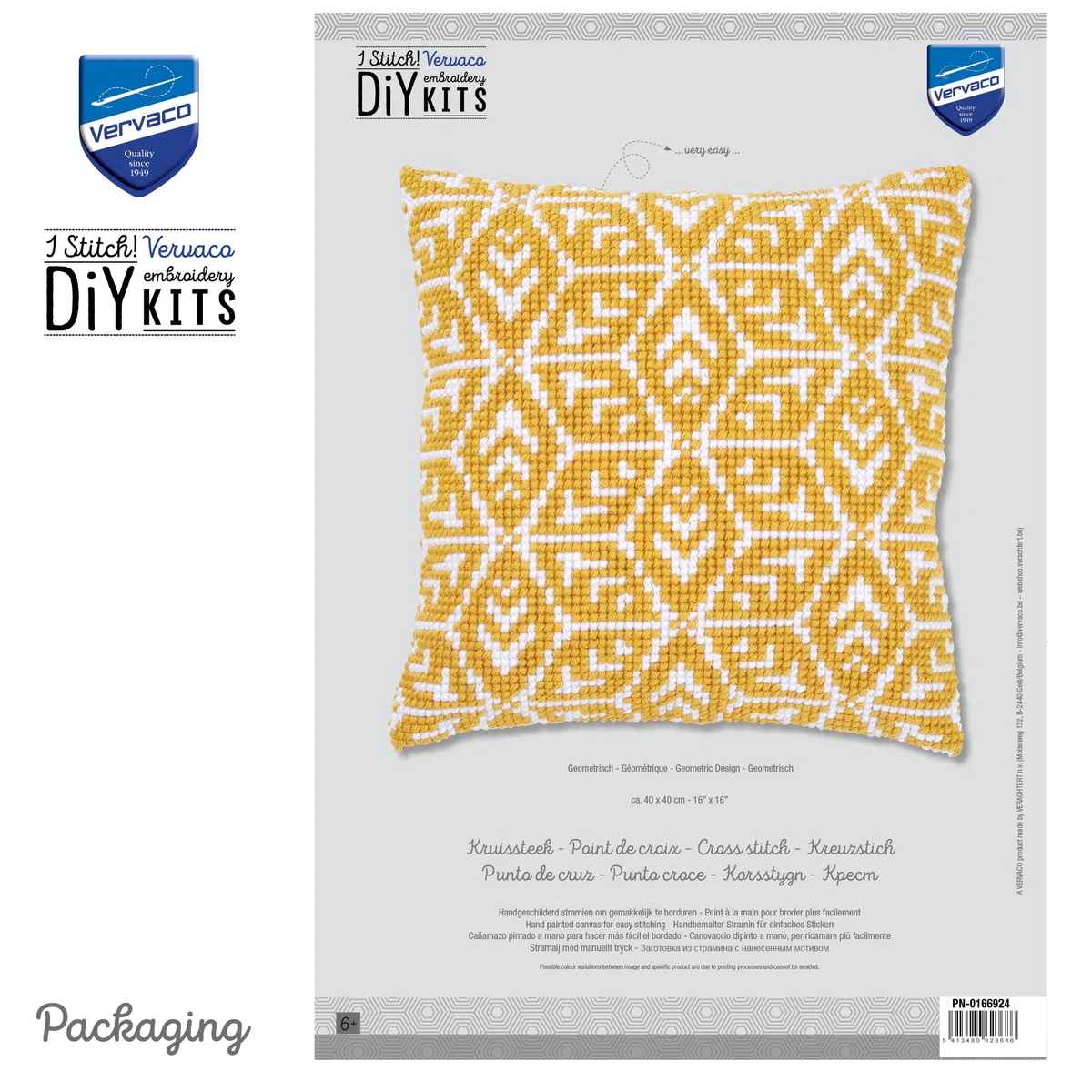 VERVACO Kit Cuscino Punto Croce Disegno Geometrico Set Ricamo Principianti Cuscini Gobelin Decorativi ca. 40 x 40 cm Accessori per Lavoretti Creativi DIY Casa Decor Hobby Adulti Cross Stitch