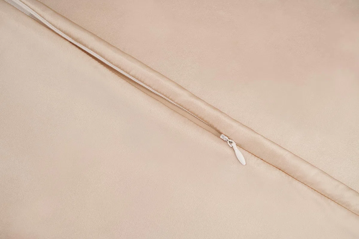 Natural Silk Federa, ipoallergenico, 22momme, 100% Seta, 600 Filati, con a Scomparsa Cerniera (Light Champagne, 50x75cm)