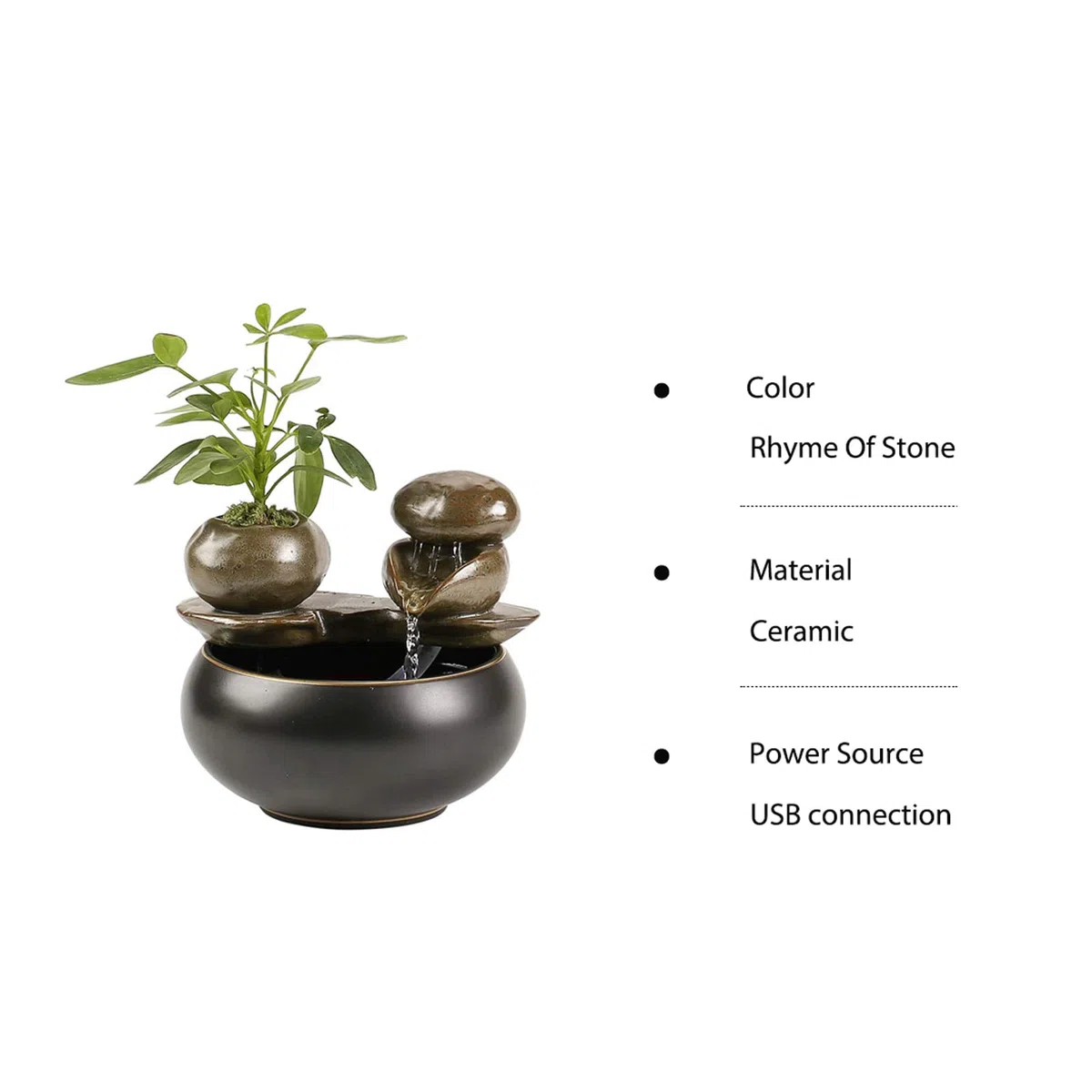 Fontana da Interni Piccole fontane da Tavolo Feng Shui Fontana d'Acqua Zen Relax Decorazioni da Tavolo Decorazione Ornamenti per Interni o all'aperto Fontane Decorative (Color : Rhyme of Stone)