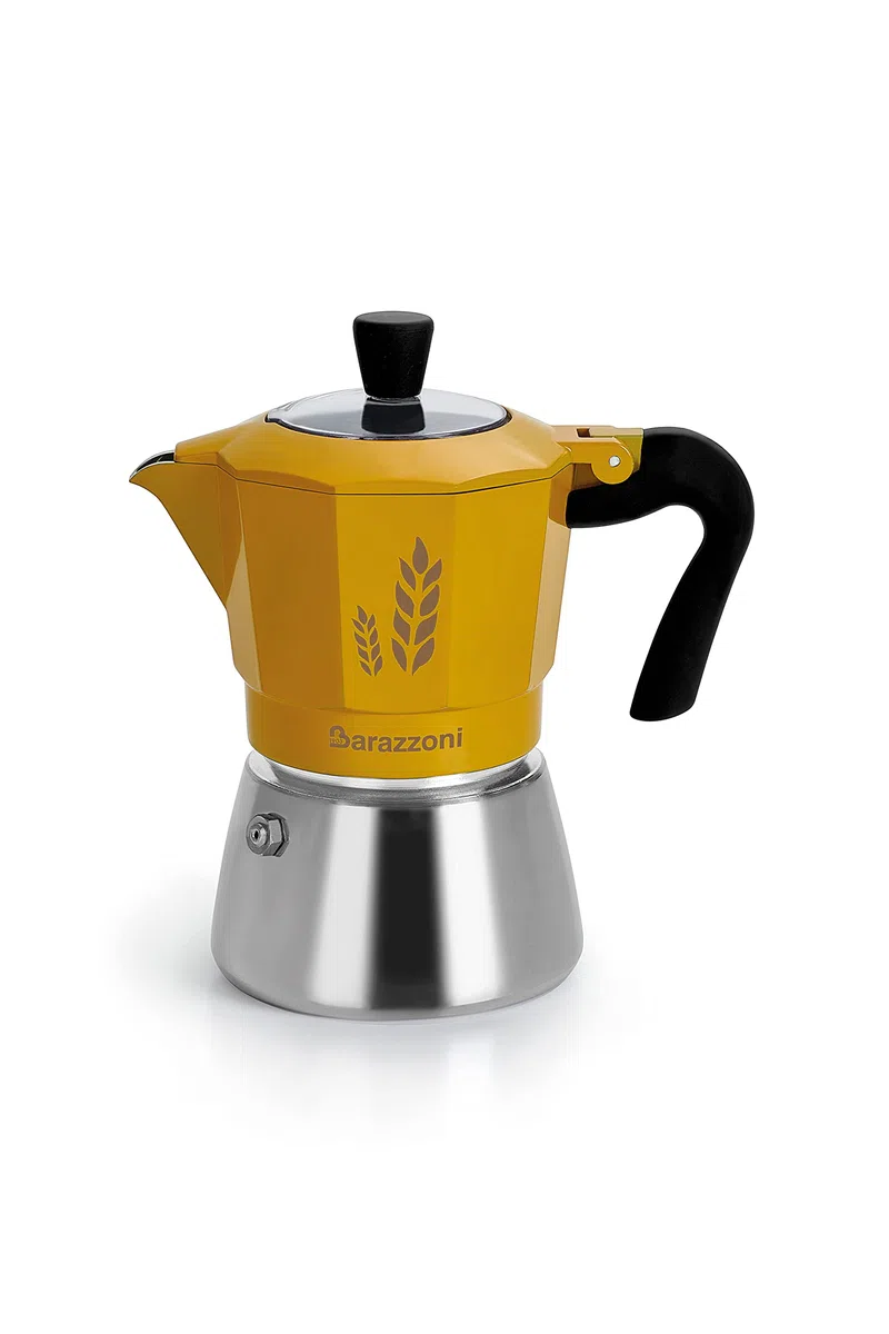 Orziera 2 Tazze, Caldaia bimetallo: acciaio esterno+ alluminio interno per un ottimo caffè d'orzo, Certificata AICAF Accademia Italiana Maestri del Caffè, Gas